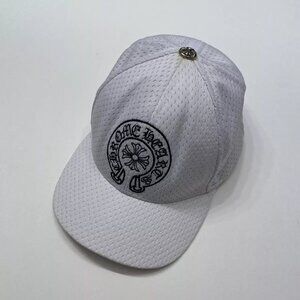 RARE Chrome Hearts Horseshoe Perforated White Mesh Baseball Snapback Cap.